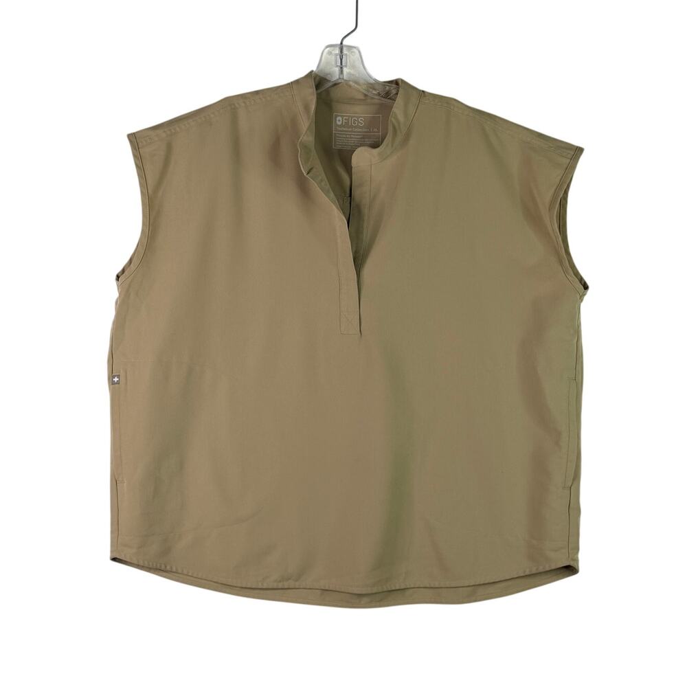FIGS Rafaela Oversized Scrub Top Khaki Womens XL Pockets Stretch Anti-Wrinkle